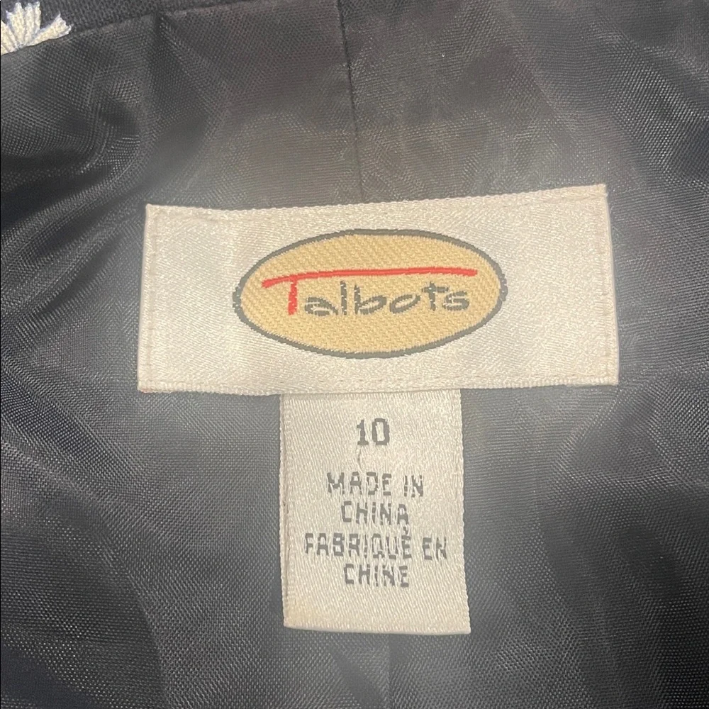 Talbots Cotton Navy And White Floral Blazer Size 10 - Picture 8 of 9
